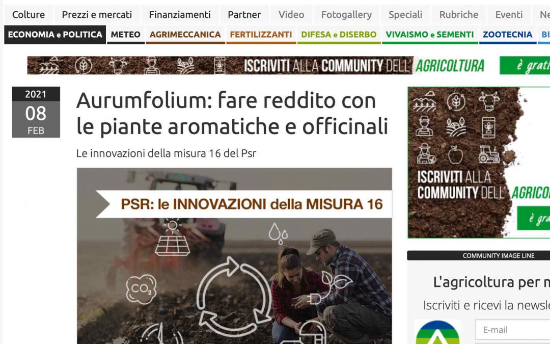 Il Progetto AURUMFOLIUM sul sito di AgroNotizie